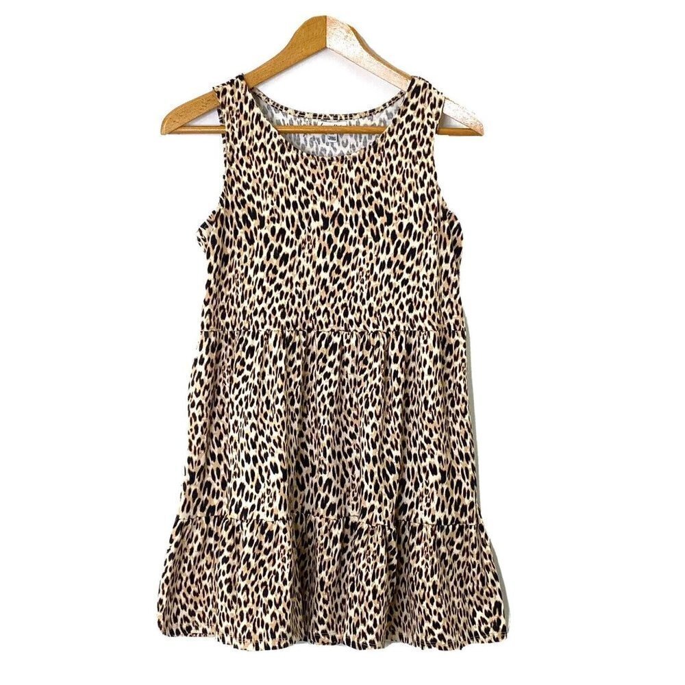 Love, Fire Sundress Womens Large Sleeveless Tiered Ruffled Leopard Print Dress